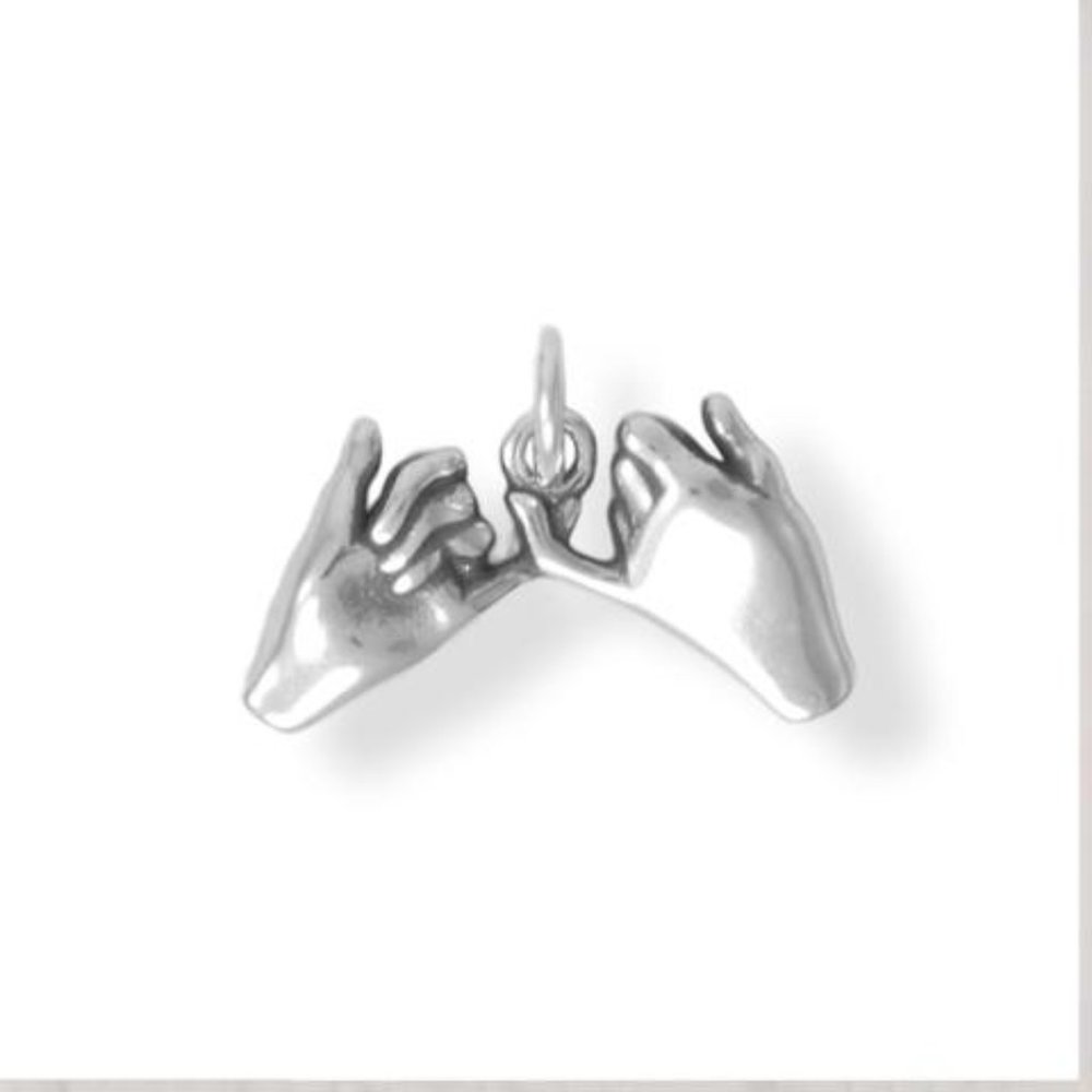 Sterling Silver Oxidized Pinky Promise Charm